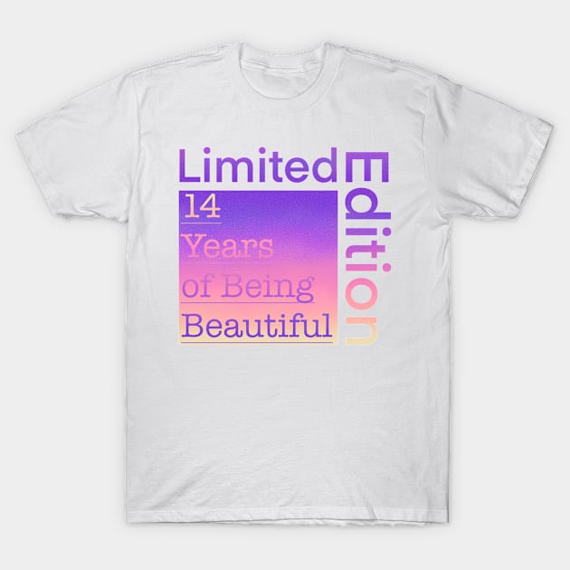 14 Year Old Gift Gradient Limited Edition 14th Retro Birthday T-Shirt by Designora